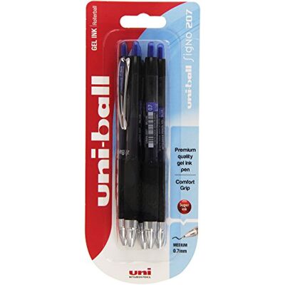 Uni-Ball Signo 207 Lote de bolígrafos retractables (tinta de gel), color azul, 5 unidades Uni-Ball Signo 207 Lote de bolígrafos retractables (tinta de gel), color azul, 5 unidades