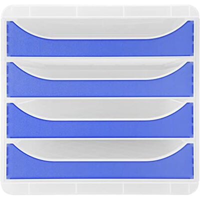 Exacompta Ref. BIG-BOX Chromaline Caja de 4 cajones para tamaño A4+ Dimensiones exteriores: profundidad 34,70 x ancho 27,80 x alto 26,70 cm Cristal/azul real translúcido Exacompta Ref. BIG-BOX Chromaline Caja de 4 cajones para tamaño A4+ Dimensiones exteriores: profundidad 34,70 x ancho 27,80 x alto 26,70 cm Cristal/azul real translúcido