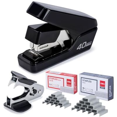 deli Grapadora sin esfuerzo para escritorio, capacidad de 40 hojas, grapadora resistente, un toque, sin esfuerzo, fácil de cargar, grapadora con 2000 grapas y removedor de grapas, buena para oficina deli Grapadora sin esfuerzo para escritorio, capacidad de 40 hojas, grapadora resistente, un toque, sin esfuerzo, fácil de cargar, grapadora con 2000 grapas y removedor de grapas, buena para oficina