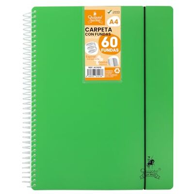 Starplast Carpeta Con Fundas Espiral Flexible Organizadores, 60 fundas, Fundas Transparentes Lisas, A4, Tapa Plástico Resistente, Uso Escolar, Personal o de Oficina Color Verde. Starplast Carpeta Con Fundas Espiral Flexible Organizadores, 60 fundas, Fundas Transparentes Lisas, A4, Tapa Plástico Resistente, Uso Escolar, Personal o de Oficina Color Verde.