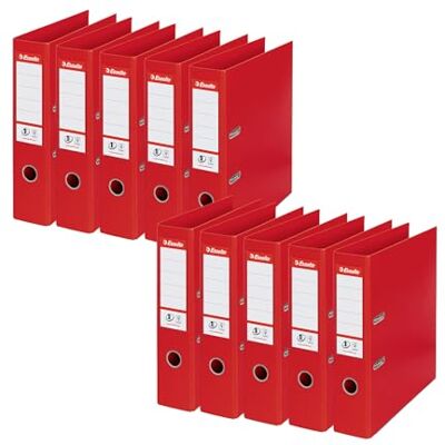 Esselte Archivador de plástico (para archivar, plástico, A4, 7,5 cm ancho de lomo, n.º 1, 10 unidades), color rojo Esselte Archivador de plástico (para archivar, plástico, A4, 7,5 cm ancho de lomo, n.º 1, 10 unidades), color rojo