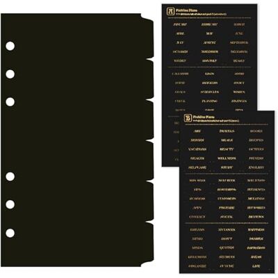 DY.2ten Divisores negros para carpeta de 6 anillos, separadores de plástico resistente de 6 pestañas, divisor de índice A6, separadores de carpeta de 6 agujeros, separadores de pestañas insertables DY.2ten Divisores negros para carpeta de 6 anillos, separadores de plástico resistente de 6 pestañas, divisor de índice A6, separadores de carpeta de 6 agujeros, separadores de pestañas insertables