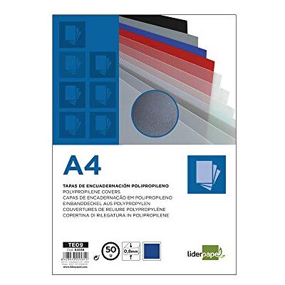 Liderpapel Pack de 50 tapas de encuadernación, A4, 0.8 mm Liderpapel Pack de 50 tapas de encuadernación, A4, 0.8 mm