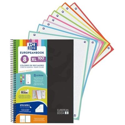 Oxford Cuaderno A4+, Europeanbook 8, Tapa Extradura, Cuadriculado 5X5, 160 Hojas, Color Negro Oxford Cuaderno A4+, Europeanbook 8, Tapa Extradura, Cuadriculado 5X5, 160 Hojas, Color Negro