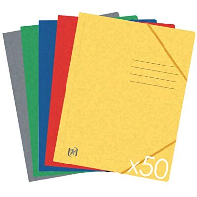 Oxford TopFile+ Carpetas de cartón con 3 solapas, tamaño A4, cierre elástico, 5 colores surtidos Oxford TopFile+ Carpetas de cartón con 3 solapas, tamaño A4, cierre elástico, 5 colores surtidos