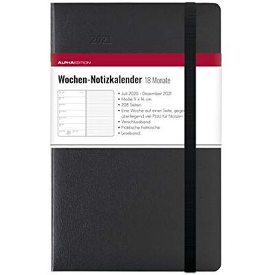 Alpha Wochen Notizkalender Black 2021 Taschenplaner/Taschenkalender, 20 Monate, klein Alpha Wochen Notizkalender Black 2021 Taschenplaner/Taschenkalender, 20 Monate, klein