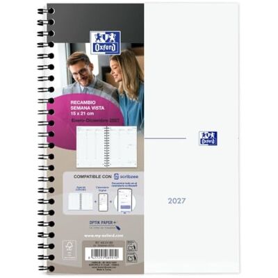 Oxford MyFab Recambio, Agenda Anual 2027, Semana Vista, A5, Español Oxford MyFab Recambio, Agenda Anual 2027, Semana Vista, A5, Español