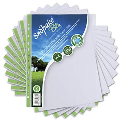Snopake Bio2 Funda perforada biodegradable (A4, 100 unidades), transparente Snopake Bio2 Funda perforada biodegradable (A4, 100 unidades), transparente