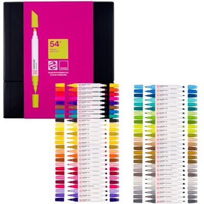 Talens Pantone Marker Set de 54 Rotulador Doble Punta con Punta de Pincel y Cincel Tinta Pigmentada a Base de Agua en Colores Pantone Talens Pantone Marker Set de 54 Rotulador Doble Punta con Punta de Pincel y Cincel Tinta Pigmentada a Base de Agua en Colores Pantone
