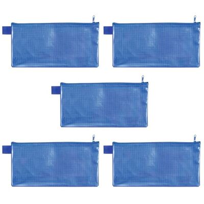 VELOFLEX Bolsa con cremallera azul, 5 unidades, 235 x 125 mm, bolsa portadocumentos de material EVA reforzado con tejido VELOFLEX Bolsa con cremallera azul, 5 unidades, 235 x 125 mm, bolsa portadocumentos de material EVA reforzado con tejido