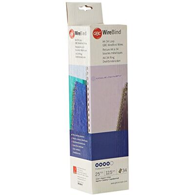 GBC Espiral para encuadernar, A4, 34 anillos, 12.5 mm, 115 hojas, 25 unidades, color plateado GBC Espiral para encuadernar, A4, 34 anillos, 12.5 mm, 115 hojas, 25 unidades, color plateado