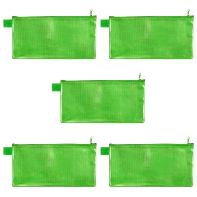 VELOFLEX Bolsa con cremallera verde, 5 unidades, 235 x 125 mm, bolsa portadocumentos de material EVA reforzado con tejido VELOFLEX Bolsa con cremallera verde, 5 unidades, 235 x 125 mm, bolsa portadocumentos de material EVA reforzado con tejido
