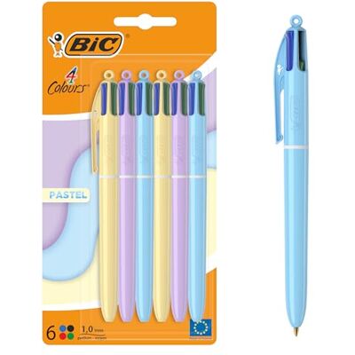 BIC 4 Colores Pastel Bolígrafos de Punta Media (1,00 mm) Pack de 6 Uds- Crea papeleria bonita Ideas de regalos creativos BIC 4 Colores Pastel Bolígrafos de Punta Media (1,00 mm) Pack de 6 Uds- Crea papeleria bonita Ideas de regalos creativos