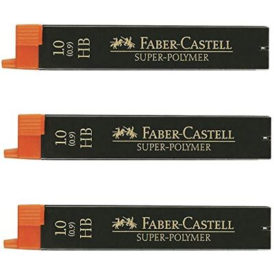 Faber-Castell Minas finas HB Super Polymer 1,0 mm, 3 paquetes de 12 minas Faber-Castell Minas finas HB Super Polymer 1,0 mm, 3 paquetes de 12 minas