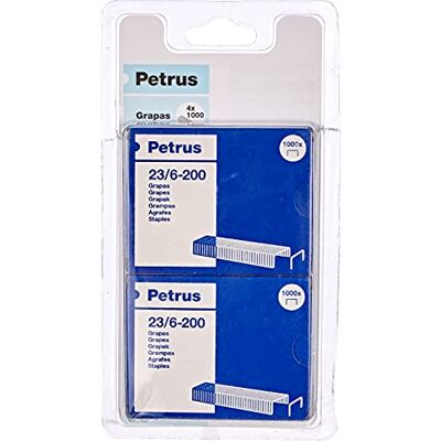 Petrus Grapas, 20 hojas, Largo 6 mm, 4 cajas x 1000 grapas, Modelo 23/6-200, Petrus Grapas, 20 hojas, Largo 6 mm, 4 cajas x 1000 grapas, Modelo 23/6-200,