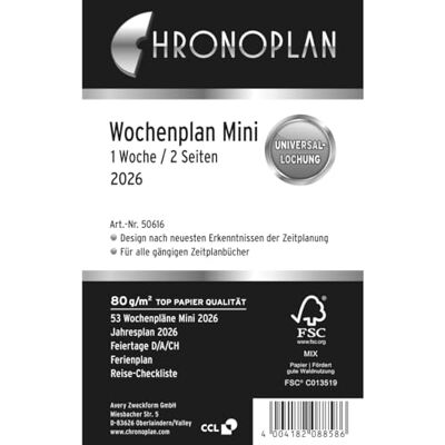 CHRONOPLAN 2026 Mini Calendario Insert - Planificación flexible CHRONOPLAN 2026 Mini Calendario Insert - Planificación flexible