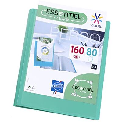 Viquel Carpeta A4 con 160 fundas Encuadernación personalizable Bolsillos transparentes lisos Esencial reciclado Verde Viquel Carpeta A4 con 160 fundas Encuadernación personalizable Bolsillos transparentes lisos Esencial reciclado Verde