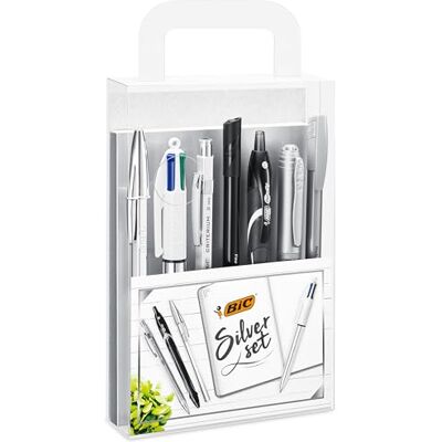 BIC Silver Line Set 1 cuaderno/3 bolígrafos/1 bolígrafo de gel/1 roller/1 marcador permanente/1 portaminas BIC Silver Line Set 1 cuaderno/3 bolígrafos/1 bolígrafo de gel/1 roller/1 marcador permanente/1 portaminas