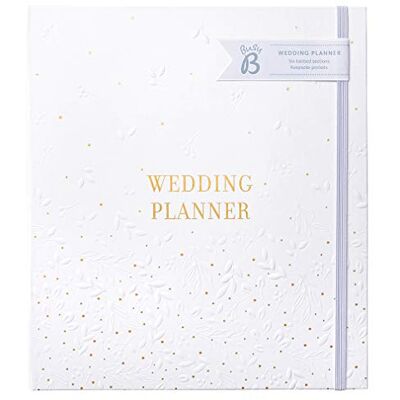 Busy B Planificador de boda Hermoso organizador de bodas con espiral blanco y dorado con 6 secciones con pestañas y bolsillos archivos, One Size Busy B Planificador de boda Hermoso organizador de bodas con espiral blanco y dorado con 6 secciones con pestañas y bolsillos archivos, One Size