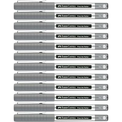 Faber-Castell Rotulador de tinta Free Ink negro, 12 rotuladores de 0,8 mm, rotulador de tinta resistente a la luz Faber-Castell Rotulador de tinta Free Ink negro, 12 rotuladores de 0,8 mm, rotulador de tinta resistente a la luz