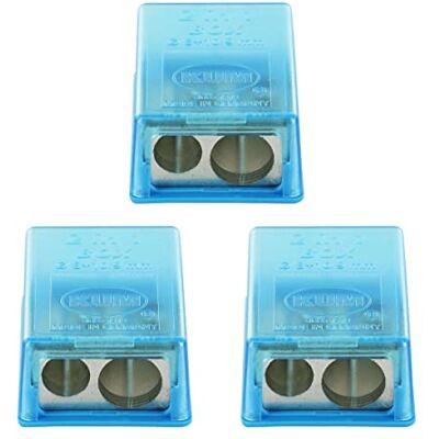 KUM Sacapuntas con contenedor 2en1 M2, 3 piezas, azul, sacapuntas doble con caja KUM Sacapuntas con contenedor 2en1 M2, 3 piezas, azul, sacapuntas doble con caja