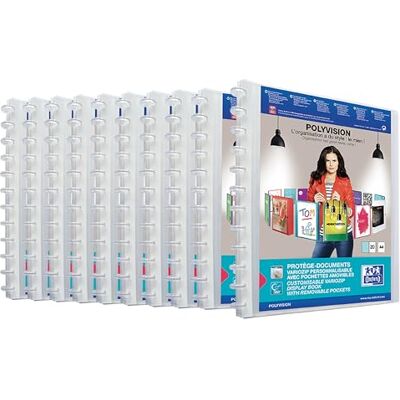 Oxford Elba 100205599 plástico de carpeta de cartón Polyvision DIN A4 con principio vario zipp 20 fundas transparentes fundas de cartón carpeta, color incoloro 10 unidades Oxford Elba 100205599 plástico de carpeta de cartón Polyvision DIN A4 con principio vario zipp 20 fundas transparentes fundas de cartón carpeta, color incoloro 10 unidades