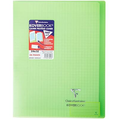 Clairefontaine Un Cahier Agrafé Koverbook Vert 24x32 cm 48 Pages Grands Carreaux Papier Blanc 90 g Couverture Polypro Clairefontaine Un Cahier Agrafé Koverbook Vert 24x32 cm 48 Pages Grands Carreaux Papier Blanc 90 g Couverture Polypro