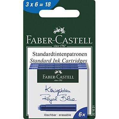 Faber-Castell Cartuchos de tinta estándar, 18 unidades 3 cajas con 6 cartuchos de tinta cada una para plumas estilográficas Faber-Castell Cartuchos de tinta estándar, 18 unidades 3 cajas con 6 cartuchos de tinta cada una para plumas estilográficas