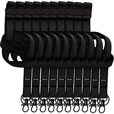 Djois – Lote de 10 Cordones para Tarjetas con Cinta Plana, Mosquetón Giratorio, Anilla y Cierre de Seguridad para Tarjetas de Identificación y Acreditaciones de Visitantes, Negro Djois – Lote de 10 Cordones para Tarjetas con Cinta Plana, Mosquetón Giratorio, Anilla y Cierre de Seguridad para Tarjetas de Identificación y Acreditaciones de Visitantes, Negro