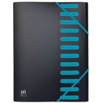 Oxford Clasificador extensible 12 compartimentos A4 Students Cubierta Polypro Bicolor negro/azul Oxford Clasificador extensible 12 compartimentos A4 Students Cubierta Polypro Bicolor negro/azul