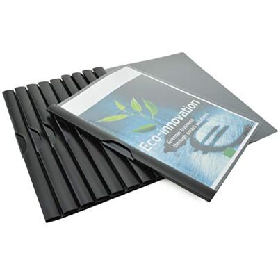 Rapesco ECO Carpeta Dossier, Clip Lateral, A4, Negro, Paquete de 10 Rapesco ECO Carpeta Dossier, Clip Lateral, A4, Negro, Paquete de 10