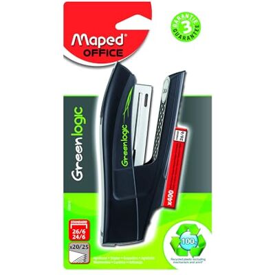 Maped Grapadora de Oficina Greenlogic Half Strip Color Negro Grapadora Manual Compatible con Grapas 24/6 y 26/6 Profundidad de Grapado de 53 mm TIrador de Metal Maped Grapadora de Oficina Greenlogic Half Strip Color Negro Grapadora Manual Compatible con Grapas 24/6 y 26/6 Profundidad de Grapado de 53 mm TIrador de Metal