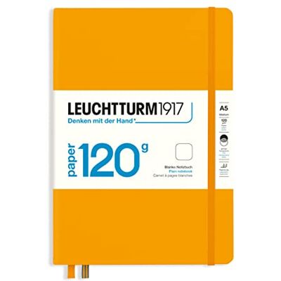 LEUCHTTURM1917 Cuaderno Medium A5, Rising Sun, 120 g/m², Sin rayas 203 páginas numeradas, cosido a hilo, libre de ácido, 2 marcapáginas, bolsillo expansible, Bullet Journal LEUCHTTURM1917 Cuaderno Medium A5, Rising Sun, 120 g/m², Sin rayas 203 páginas numeradas, cosido a hilo, libre de ácido, 2 marcapáginas, bolsillo expansible, Bullet Journal
