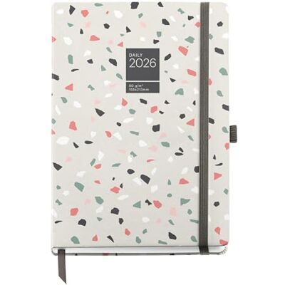Miquelrius Agenda 2026 día por página, Similar A5+ (155 x 213 mm), Planificación diaria, Cubierta rígida cartón, Encuadernada, Cierre goma elástica, Papel 80 g/m², Español-EN-PT, Terrazo Miquelrius Agenda 2026 día por página, Similar A5+ (155 x 213 mm), Planificación diaria, Cubierta rígida cartón, Encuadernada, Cierre goma elástica, Papel 80 g/m², Español-EN-PT, Terrazo