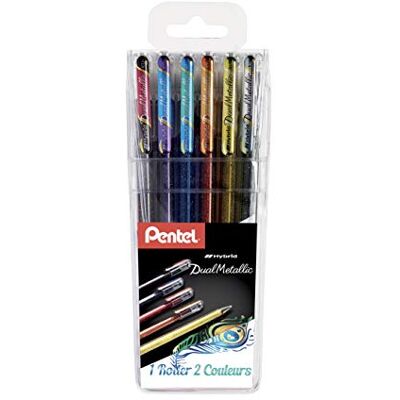 Pentel – bolígrafos de gel metalizados, irisado, 1 mm, color multicolor Pochette de 6 Pentel – bolígrafos de gel metalizados, irisado, 1 mm, color multicolor Pochette de 6