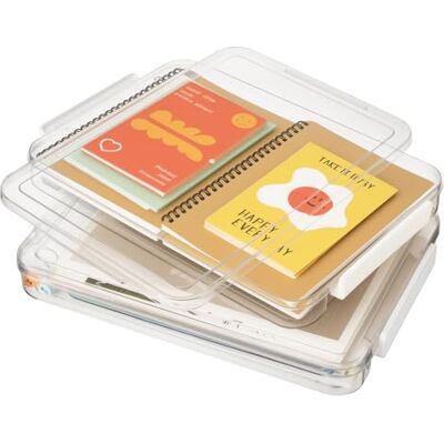 VINATO Cajas de Almacenamiento Transparentes Apilables, 2 Unidades Caja Organizadora Plástico con Tapa, Diseñadas para Documentos A4, Oficina y Hogar VINATO Cajas de Almacenamiento Transparentes Apilables, 2 Unidades Caja Organizadora Plástico con Tapa, Diseñadas para Documentos A4, Oficina y Hogar
