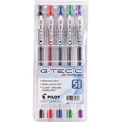 PILOT G-Tec-C4 Ultra Assorted Colors 0.4MM Rollerball Pen 5 Per Pack by PILOT G-Tec-C4 Ultra Assorted Colors 0.4MM Rollerball Pen 5 Per Pack by