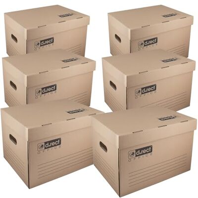 D.RECT Caja Archivo Cartón 6 Unidades – Caja de Almacenaje con Tapa y Asas – 420g/m² – Para Documentos, Carpetas y Archivos – 43x33x29cm D.RECT Caja Archivo Cartón 6 Unidades – Caja de Almacenaje con Tapa y Asas – 420g/m² – Para Documentos, Carpetas y Archivos – 43x33x29cm