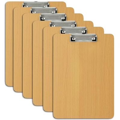 Relaxdays Portapapeles de Madera, Set de 6, Pinzas metálicas con Gomas, DIN A4, Natural, 31.5 x 22.5 x 0.5 cm Relaxdays Portapapeles de Madera, Set de 6, Pinzas metálicas con Gomas, DIN A4, Natural, 31.5 x 22.5 x 0.5 cm