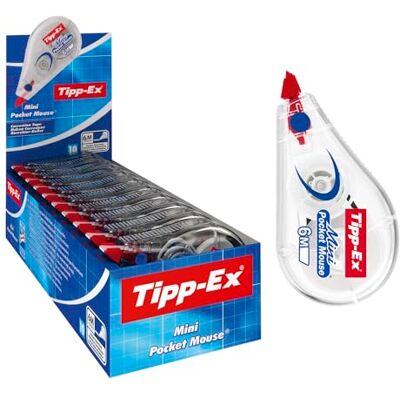 Tipp-Ex Mini Pocket Mouse Cinta Correctora 6 m x 5 mm, caja de 10 Unidades, óptimo para oficinas, Multicolor Tipp-Ex Mini Pocket Mouse Cinta Correctora 6 m x 5 mm, caja de 10 Unidades, óptimo para oficinas, Multicolor