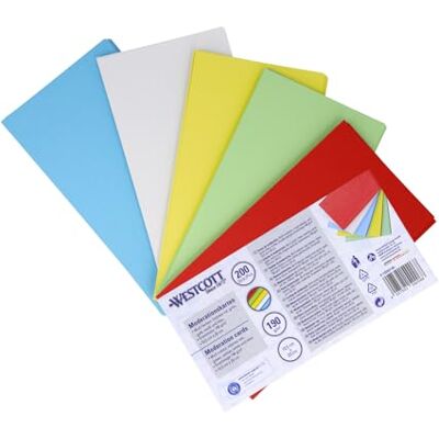 Westcott Tarjetas de Moderación 200 Unidades Colores Intensos Surtidos Fichas Resistentes 190 g/m² Formato 10,5 x 20 cm Ideal para Talleres, Seminarios y Maletines de Dinamización Westcott Tarjetas de Moderación 200 Unidades Colores Intensos Surtidos Fichas Resistentes 190 g/m² Formato 10,5 x 20 cm Ideal para Talleres, Seminarios y Maletines de Dinamización