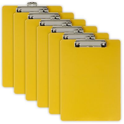 OFFICEMATE - Portapapeles de plástico reciclado, tamaño carta, paquete de 6, color amarillo OFFICEMATE - Portapapeles de plástico reciclado, tamaño carta, paquete de 6, color amarillo