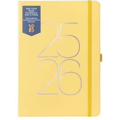 Busy B A5 Day-A-Page Diary Mid-Year Academic Dual Schedule Planner Aug '25 Aug '26 Yellow Vegan Leather Academic Planner with Space for Two schedules, Lined Pages, Notes & Year Planner Busy B A5 Day-A-Page Diary Mid-Year Academic Dual Schedule Planner Aug '25 Aug '26 Yellow Vegan Leather Academic Planner with Space for Two schedules, Lined Pages, Notes & Year Planner