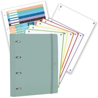 Oxford , Europeanbinder Polyfoam, Archivador de 4 anillas A4+, Forest 50% Reciclado, Incluye Recambio Cuadrícula 5X5, Pizarra Write&Erase y Pegatinas, Color Jade Oxford , Europeanbinder Polyfoam, Archivador de 4 anillas A4+, Forest 50% Reciclado, Incluye Recambio Cuadrícula 5X5, Pizarra Write&Erase y Pegatinas, Color Jade