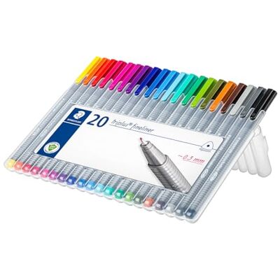 STAEDTLER Triplus Fineliner 334 SB20T – Rotuladores de colores de 0.3 mm (paquete de 20) STAEDTLER Triplus Fineliner 334 SB20T – Rotuladores de colores de 0.3 mm (paquete de 20)