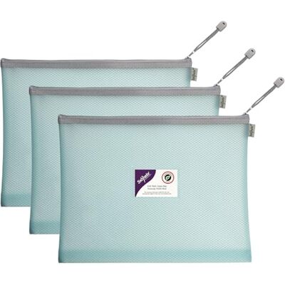 Snopake Foolscap Bolsa con cremallera de malla EVA de alta capacidad, 360 x 275 mm, bolsa resistente con lazo para colgar y tarjetero de visita Snopake Foolscap Bolsa con cremallera de malla EVA de alta capacidad, 360 x 275 mm, bolsa resistente con lazo para colgar y tarjetero de visita