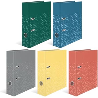HERMA Surtido de archivos de palanca A4, paquete de 5, lomo de 70 mm, carpeta resistente con diseño de patrón, acabado brillante e impresión interior, carpeta de anillos para niños, carpeta de archivo HERMA Surtido de archivos de palanca A4, paquete de 5, lomo de 70 mm, carpeta resistente con diseño de patrón, acabado brillante e impresión interior, carpeta de anillos para niños, carpeta de archivo