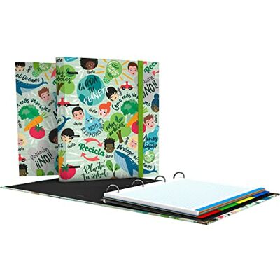 Grafoplas Carpesano de Anillas, A4, Recambio Hojas Cuadrículadas 5x5, Separadores, Sobre Transparente, Lomo Curvo, Carpebook, Colección Revolution, Green Grafoplas Carpesano de Anillas, A4, Recambio Hojas Cuadrículadas 5x5, Separadores, Sobre Transparente, Lomo Curvo, Carpebook, Colección Revolution, Green
