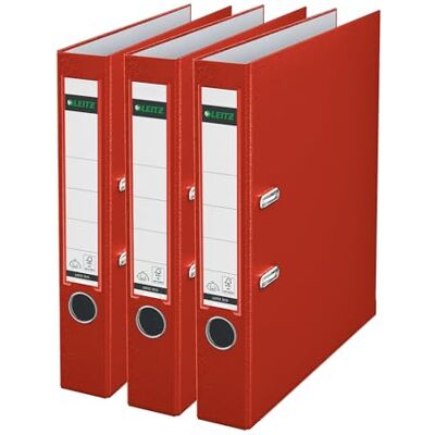 Leitz 310345025 Juego de 3 archivadores (A4), color rojo Leitz 310345025 Juego de 3 archivadores (A4), color rojo