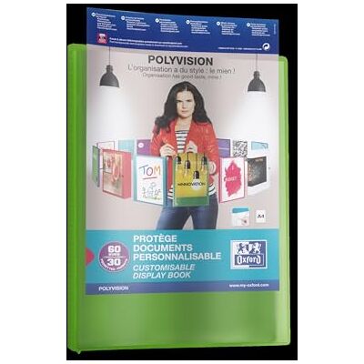 Oxford Lote de 15 protectores de documentos Polyvision A4 60 vistas y 30 fundas para documentos, color verde Oxford Lote de 15 protectores de documentos Polyvision A4 60 vistas y 30 fundas para documentos, color verde